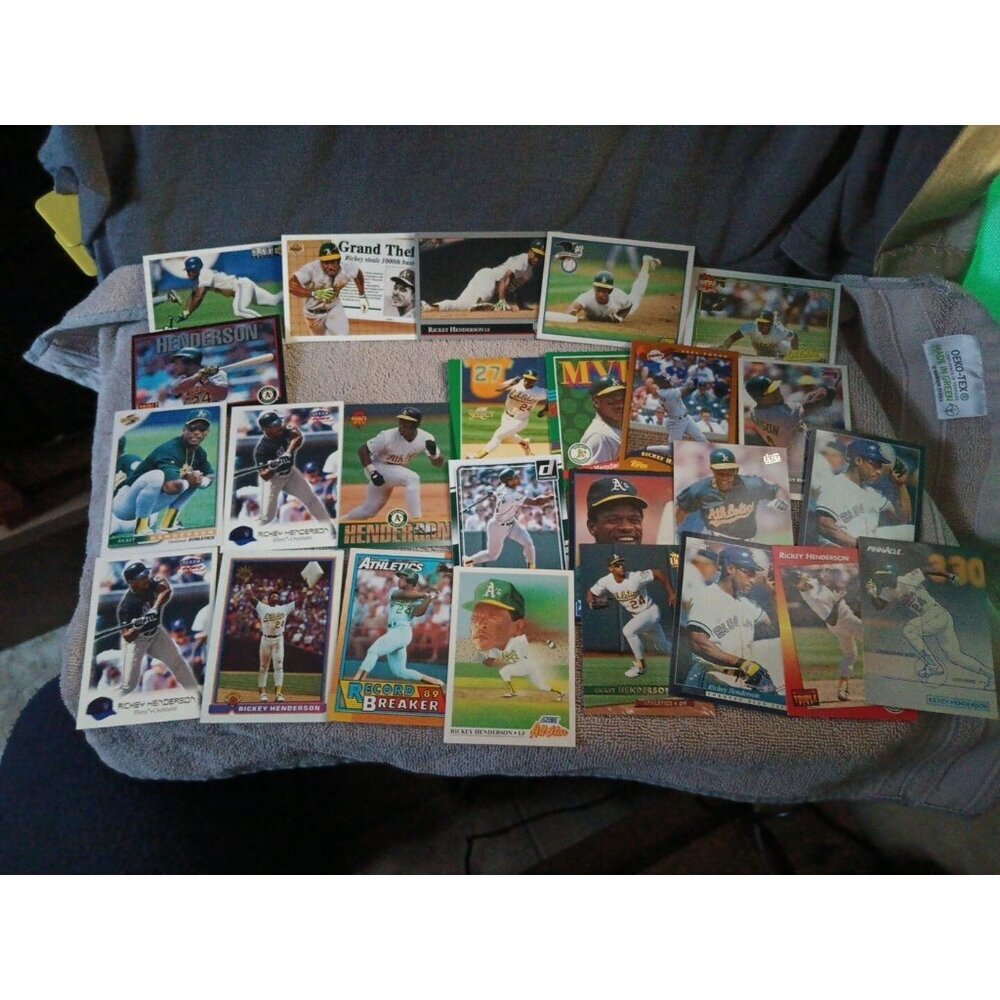 RICKEY HENDERSON (25) CARD LOT     OAKLAND A's HOF LEGEND